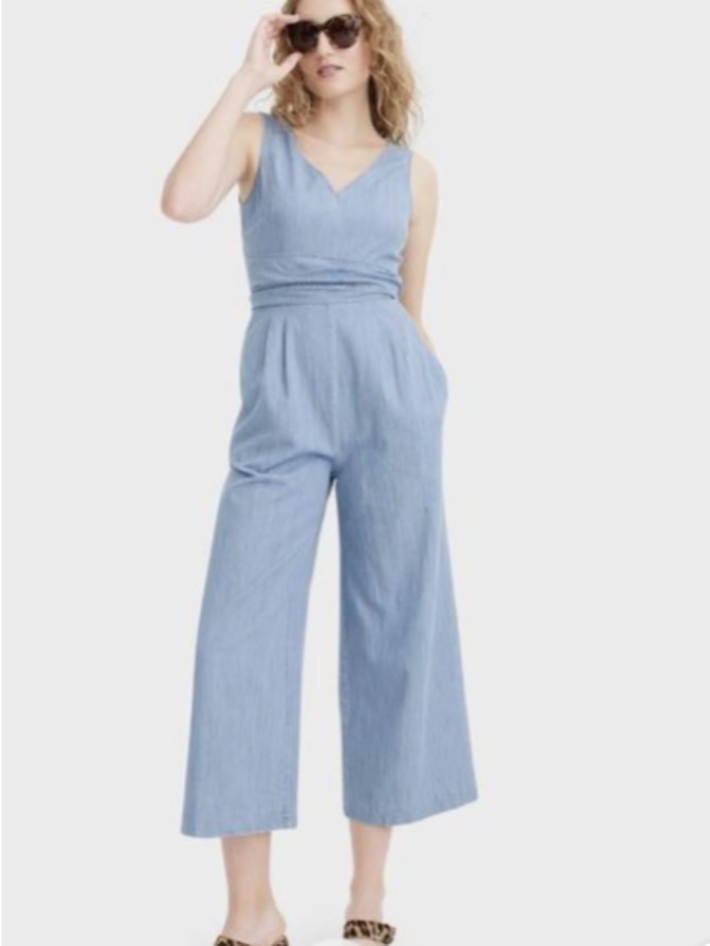J. Crew chambray wrap top jumpsuit size 0